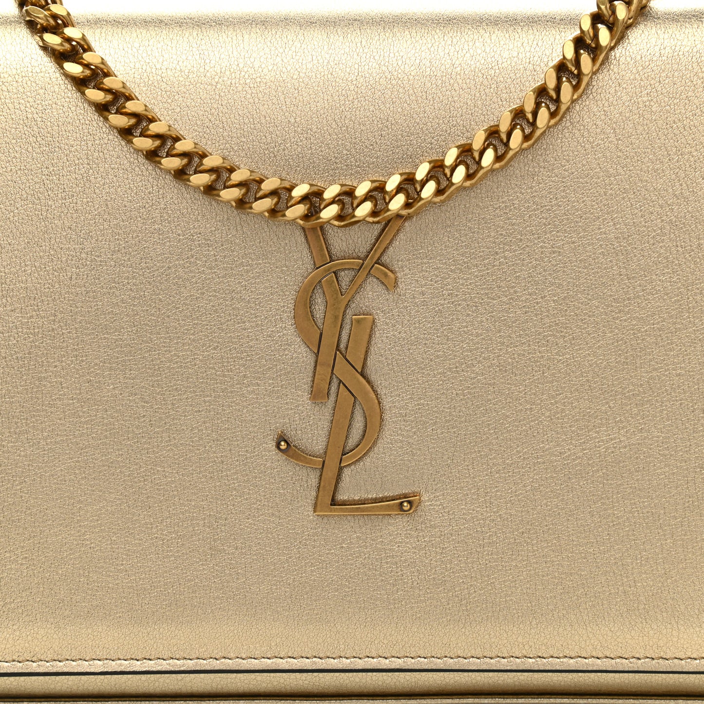 Metallic Calfskin Medium Classic Monogram Kate Satchel Gold