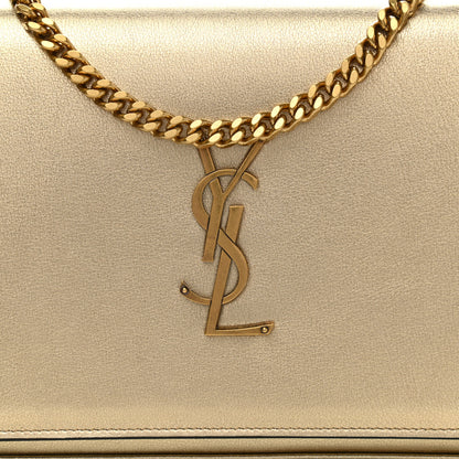 Saint Laurent Metallic Calfskin Medium Classic Monogram Kate Satchel Gold 8 of 11