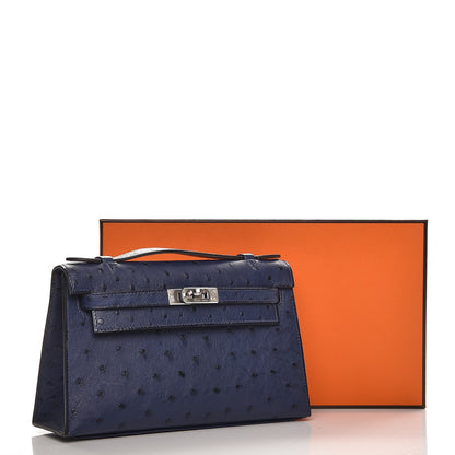 Hermes Ostrich Kelly Pochette Bleu Saphir 27 of 27