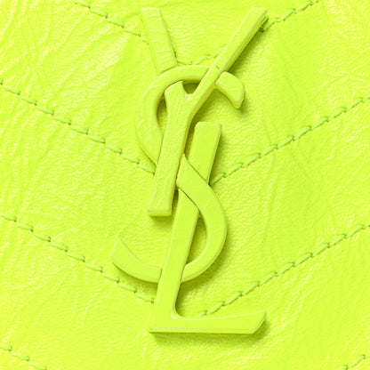 Saint Laurent Crinkled Calfskin Matelasse Monogram Medium Niki Chain Satchel Neon Yellow 7 of 9