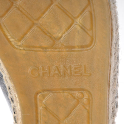 Chanel Iridescent Goatskin Patent CC Espadrille Mules 37 Black 6 of 11
