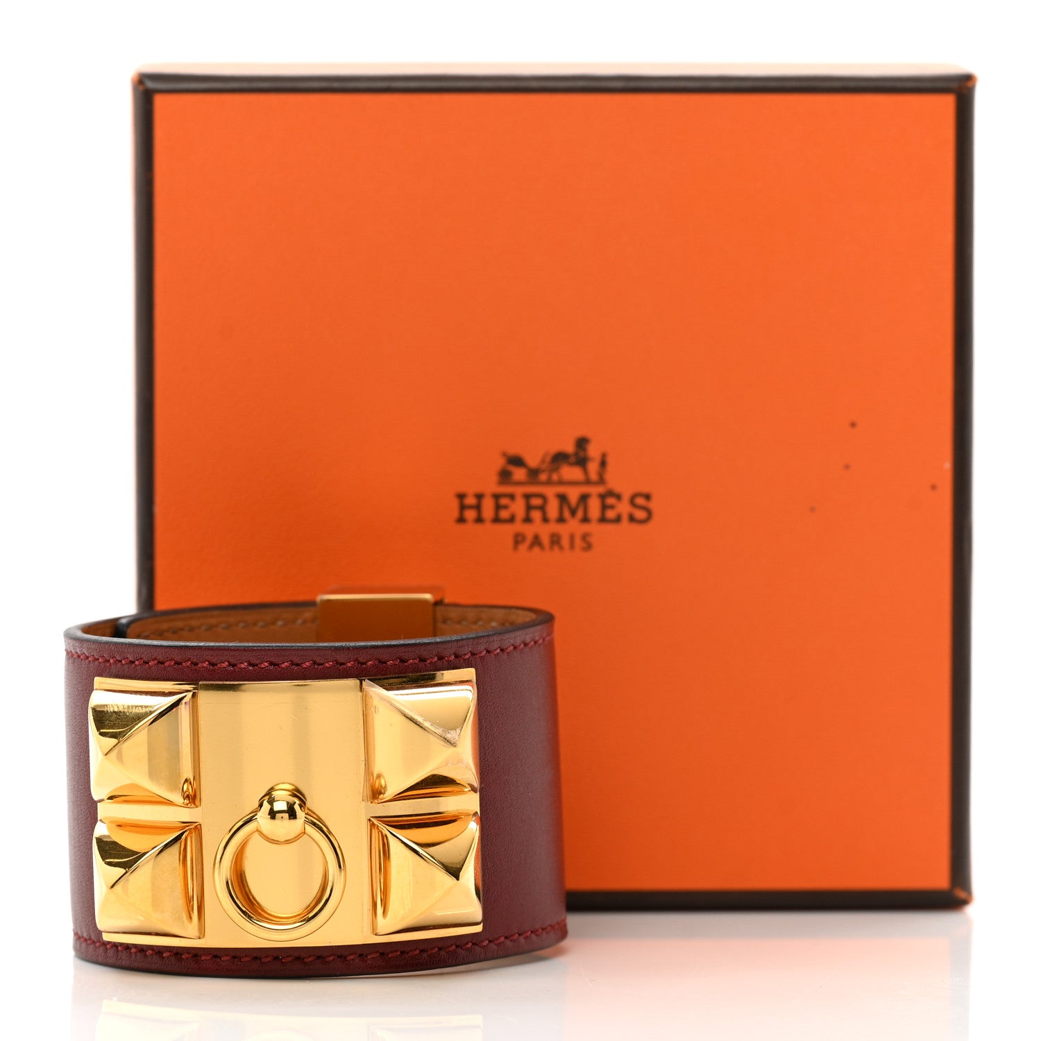 Hermes Box Collier de Chien CDC Bracelet S Rouge H 7 of 7