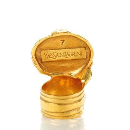 Saint Laurent Glass Cabochon Arty Ovale Ring 7 Gold Lapis 3 of 4