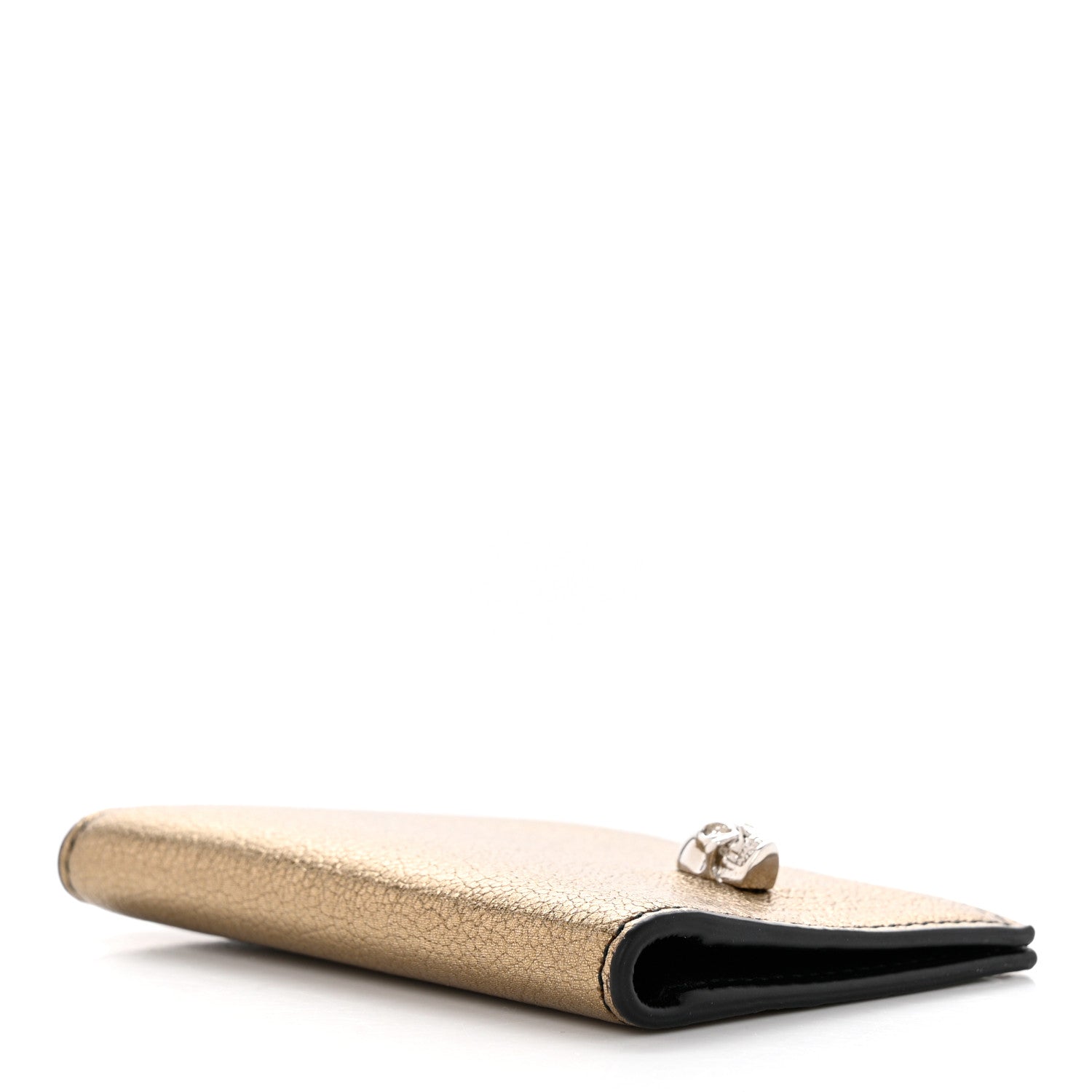 Alexander McQueen Metallic Calfskin Skull Bi Fold Card Holder Gold 4 of 7
