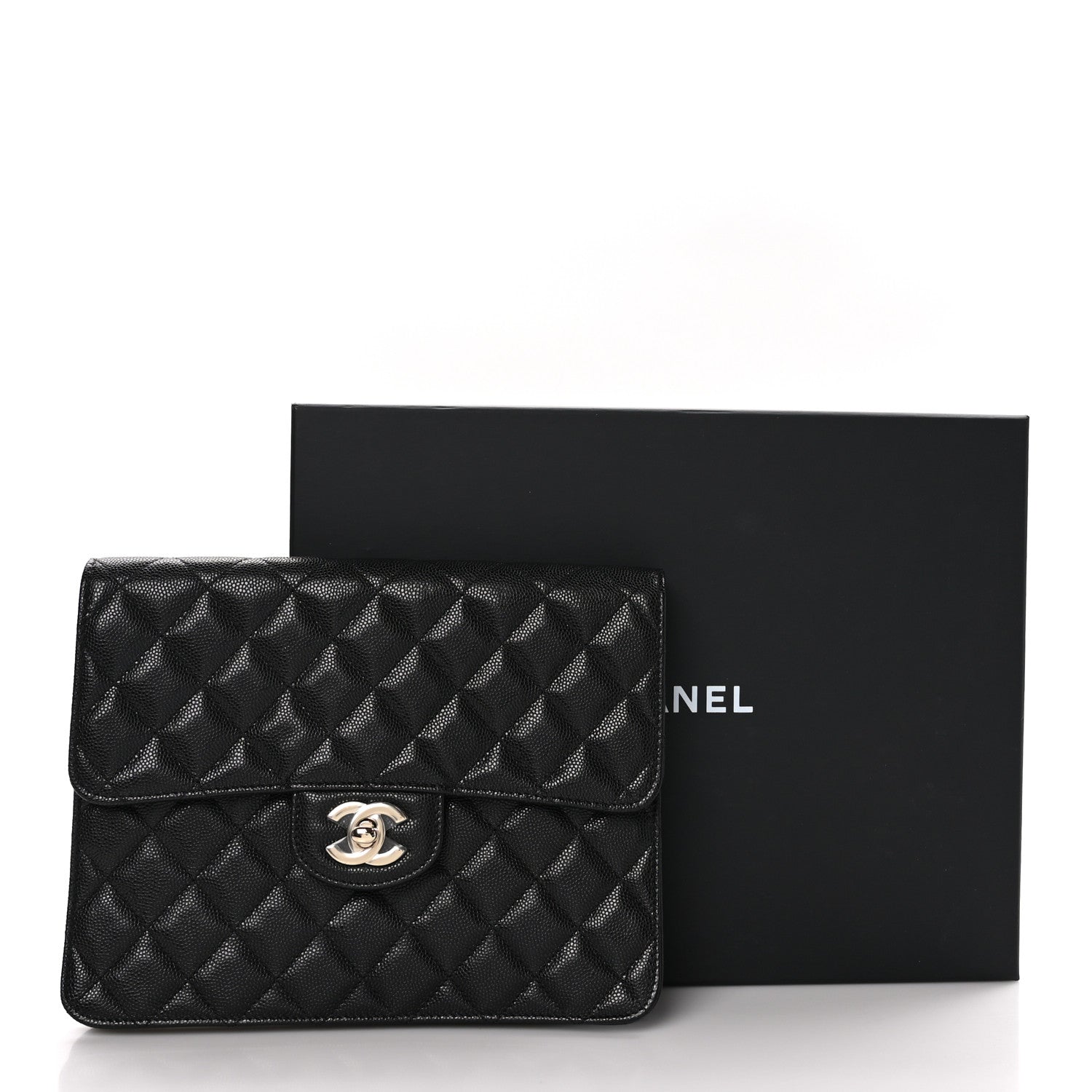 Chanel Caviar Quilted Square Flap Clutch Black 9 of 9