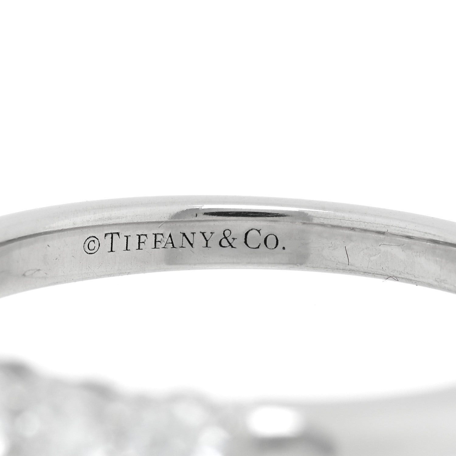 Tiffany Platinum Diamond 3mm Embrace Half Circle Band Ring 54 7 4 of 5