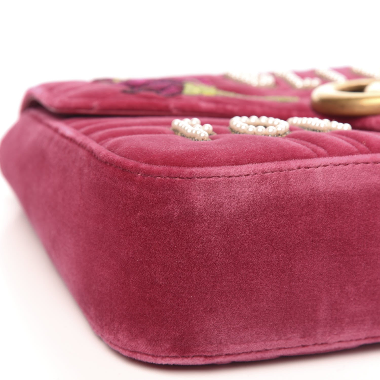 Gucci Velvet Matelasse Blind for Love Embroidered Medium GG Marmont Shoulder Bag Light Raspberry Rose Multicolor 9 of 10