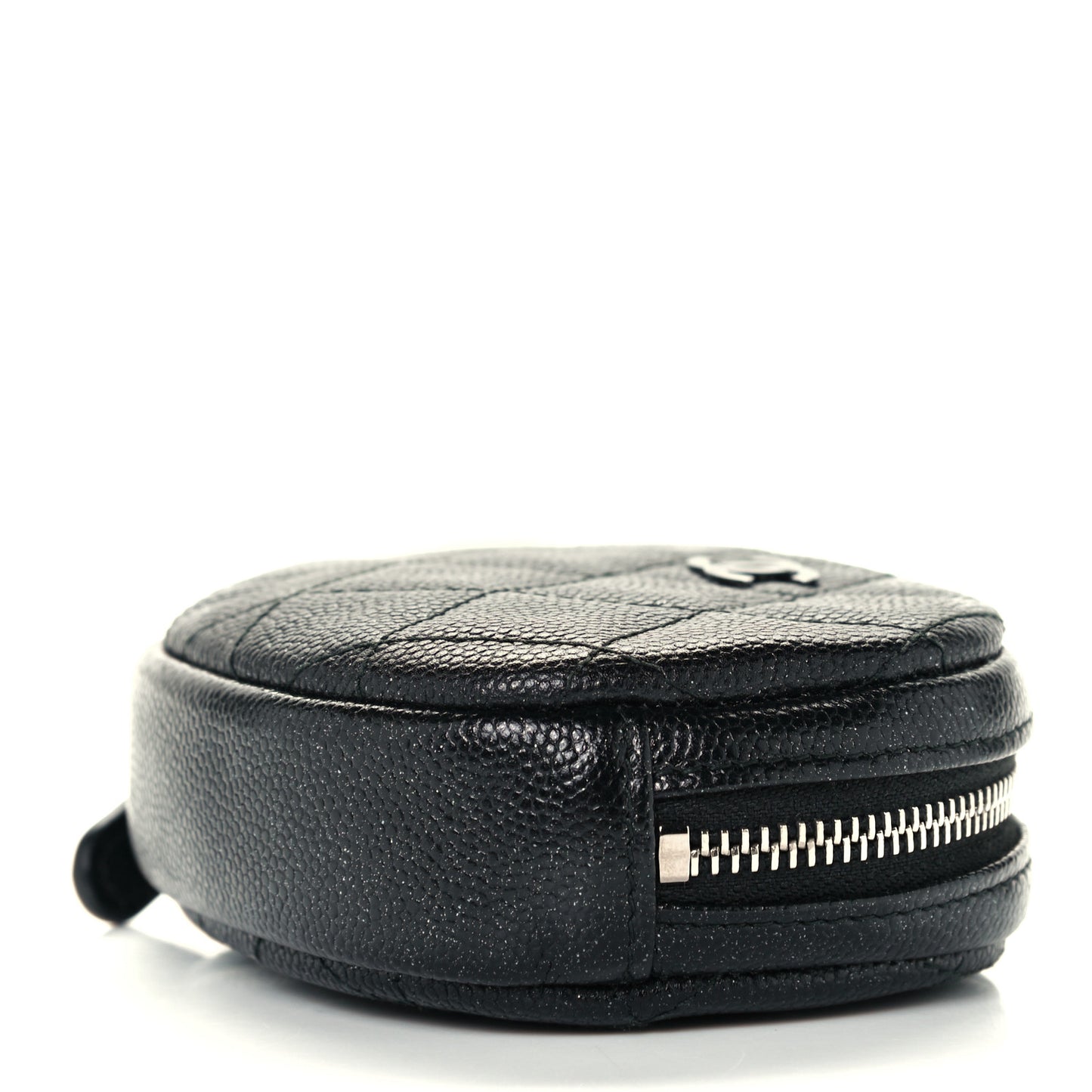 Iridescent Caviar Quilted Zip Around Classic Coin Purse Black