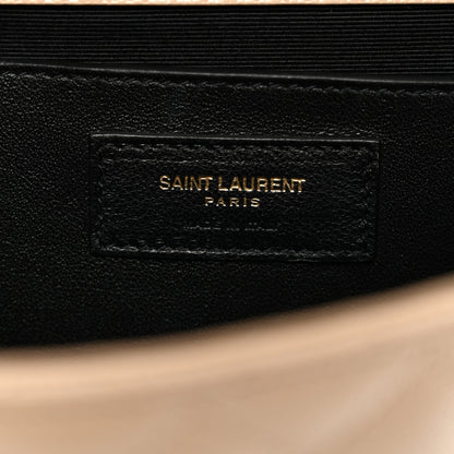 Saint Laurent Grain De Poudre Textured Mixed Matelasse Medium Triquilt Monogram Satchel Dark Beige 7 of 12