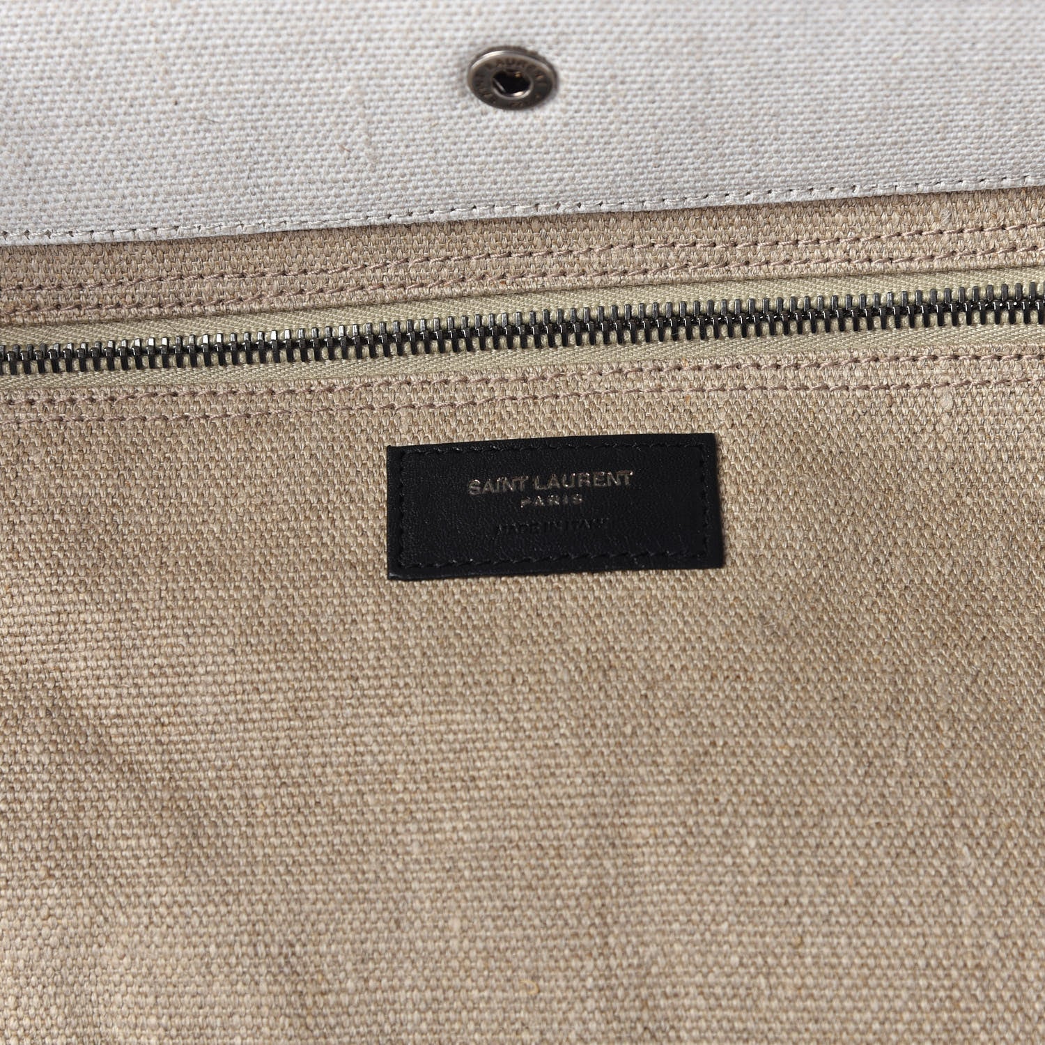 Saint Laurent Linen Calfskin Rive Gauche Tote Optic White 7 of 8