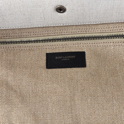 Saint Laurent Linen Calfskin Rive Gauche Tote Optic White 7 of 8