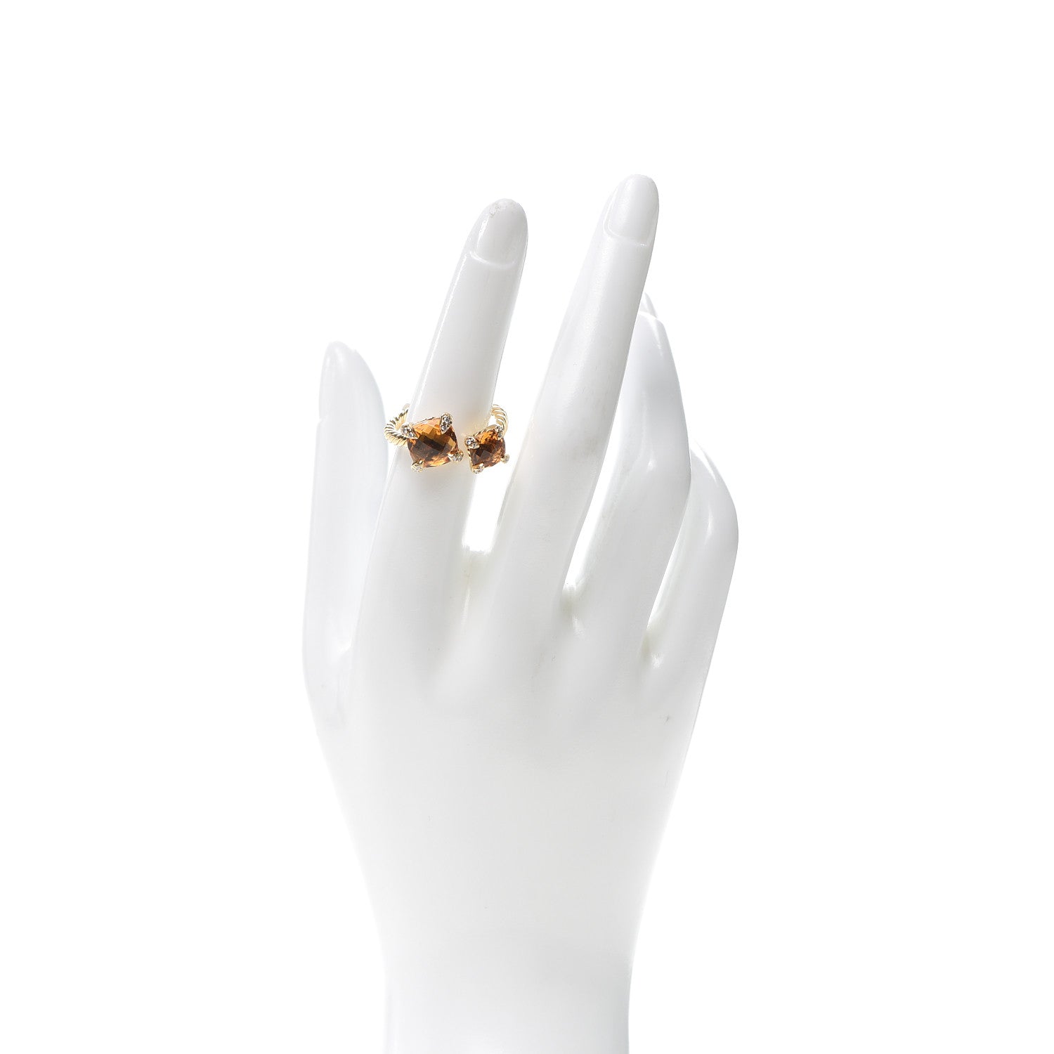 David Yurman 18K Yellow Gold Diamond Citrine Chatelaine Bypass Ring 54 6.75 2 of 4