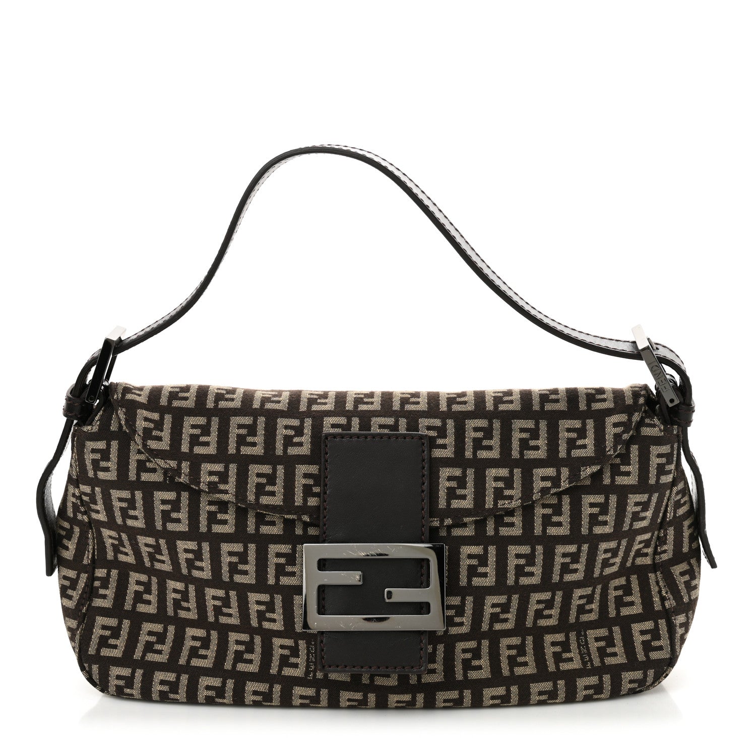 Fendi Zucchino Vitello Baguette Mogano Panna Bruciato 1 of 10