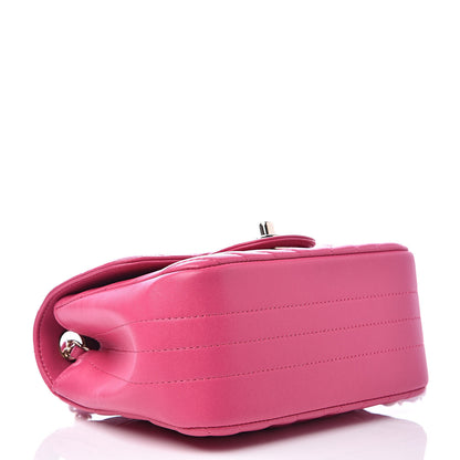 Chanel Lambskin Chevron Quilted Mini Square Flap Fuchsia 4 of 11