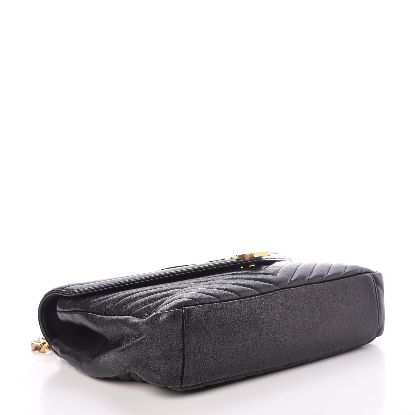 Sheepskin Matelasse Chevron Monogram Large College Satchel Black