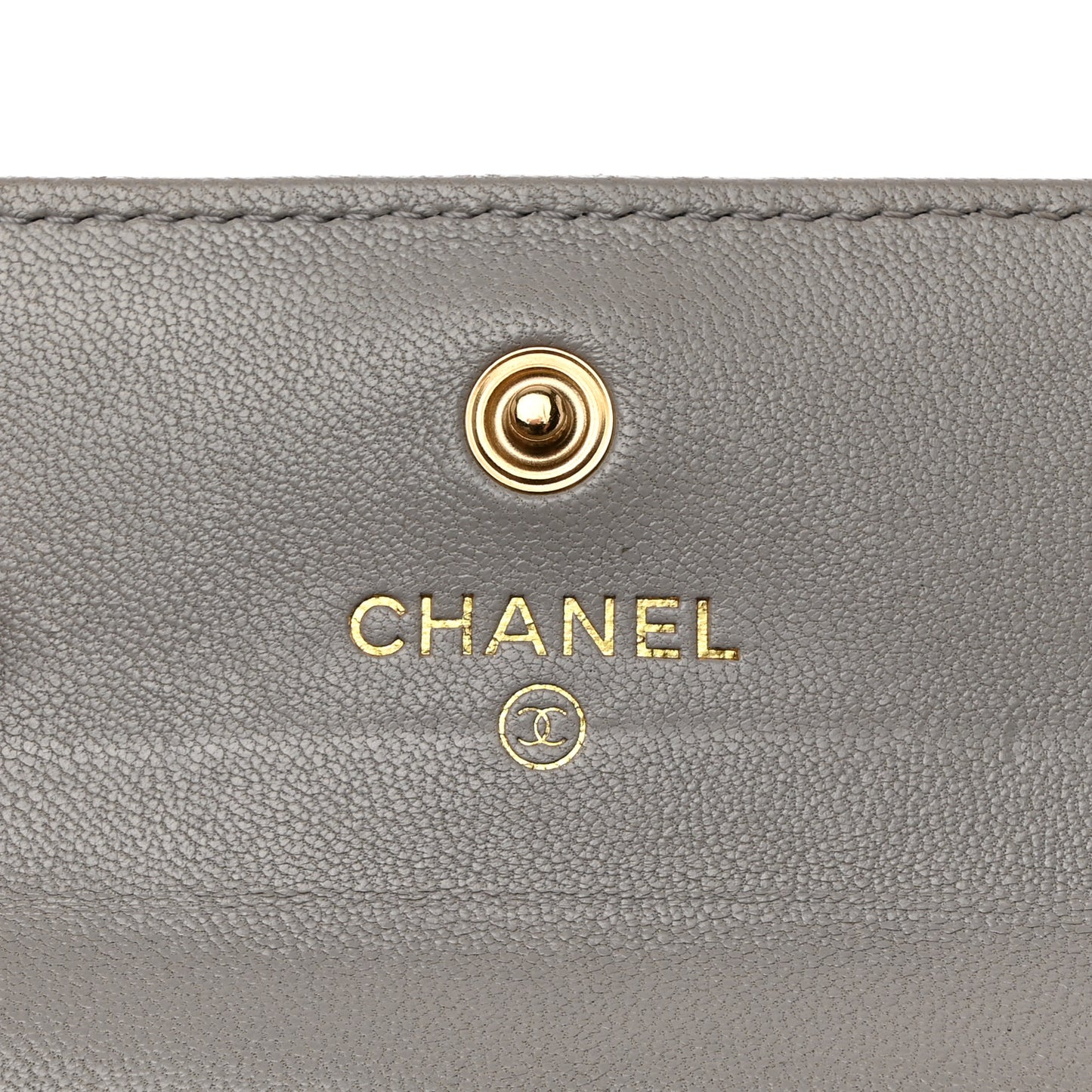 Lambskin Quilted Chanel 19 Flap Card Holder Grey