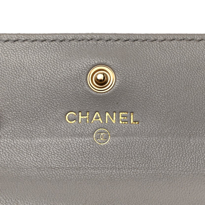 Chanel Lambskin Quilted Chanel 19 Flap Card Holder Grey 6 of 8