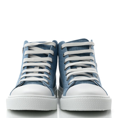 Hermes Denim Illico High Top Sneakers 37 Bleu Clair White 2 of 8