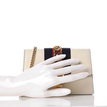 Gucci Calfskin Super Mini Sylvie Chain Shoulder Bag White 3 of 10
