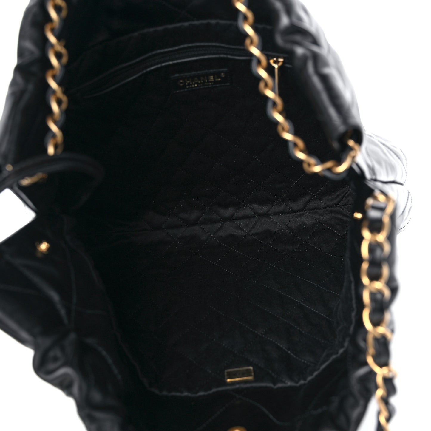 Shiny Calfskin Quilted Chanel 22 Black