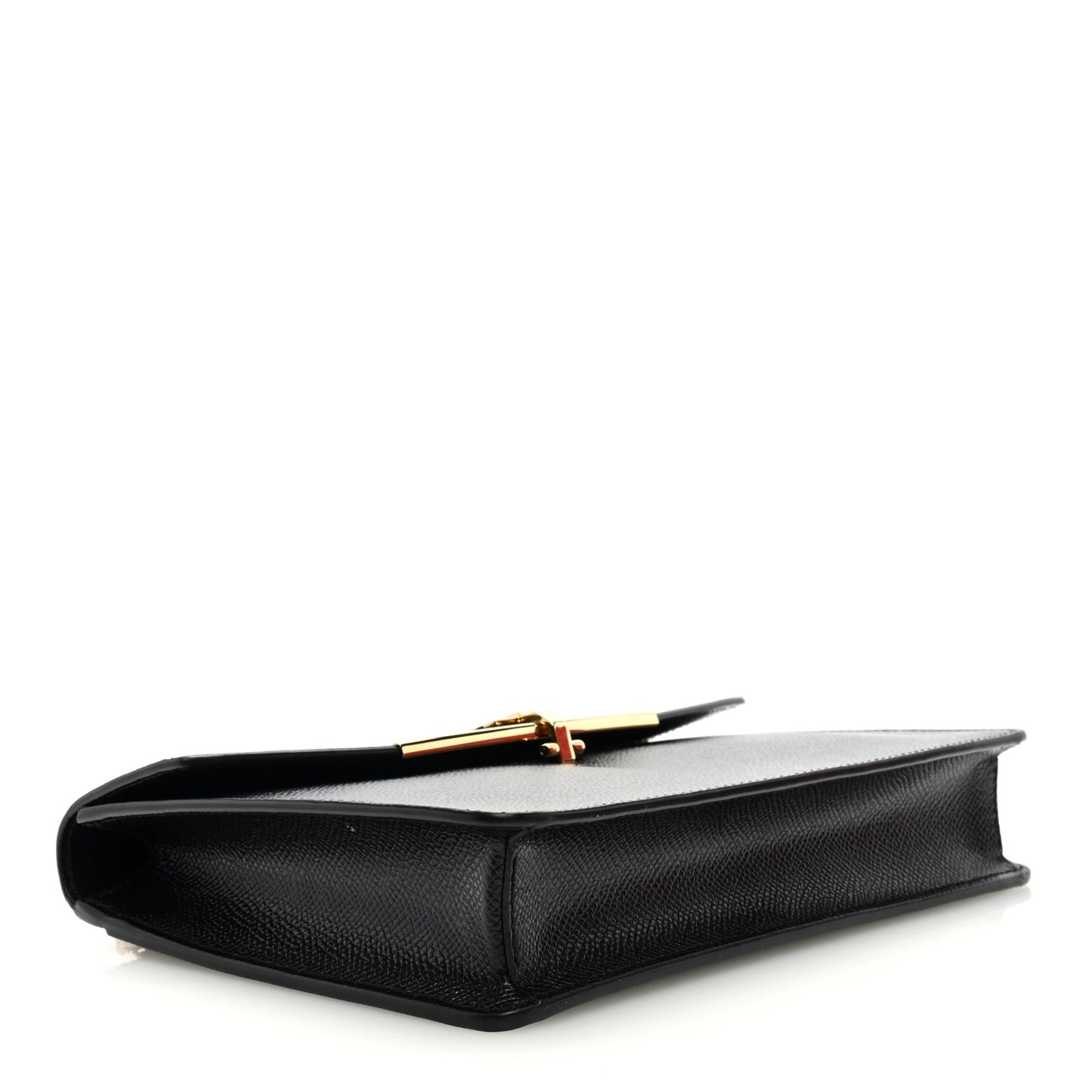 Pebbled Calfskin Gancio Wallet On Chain Black