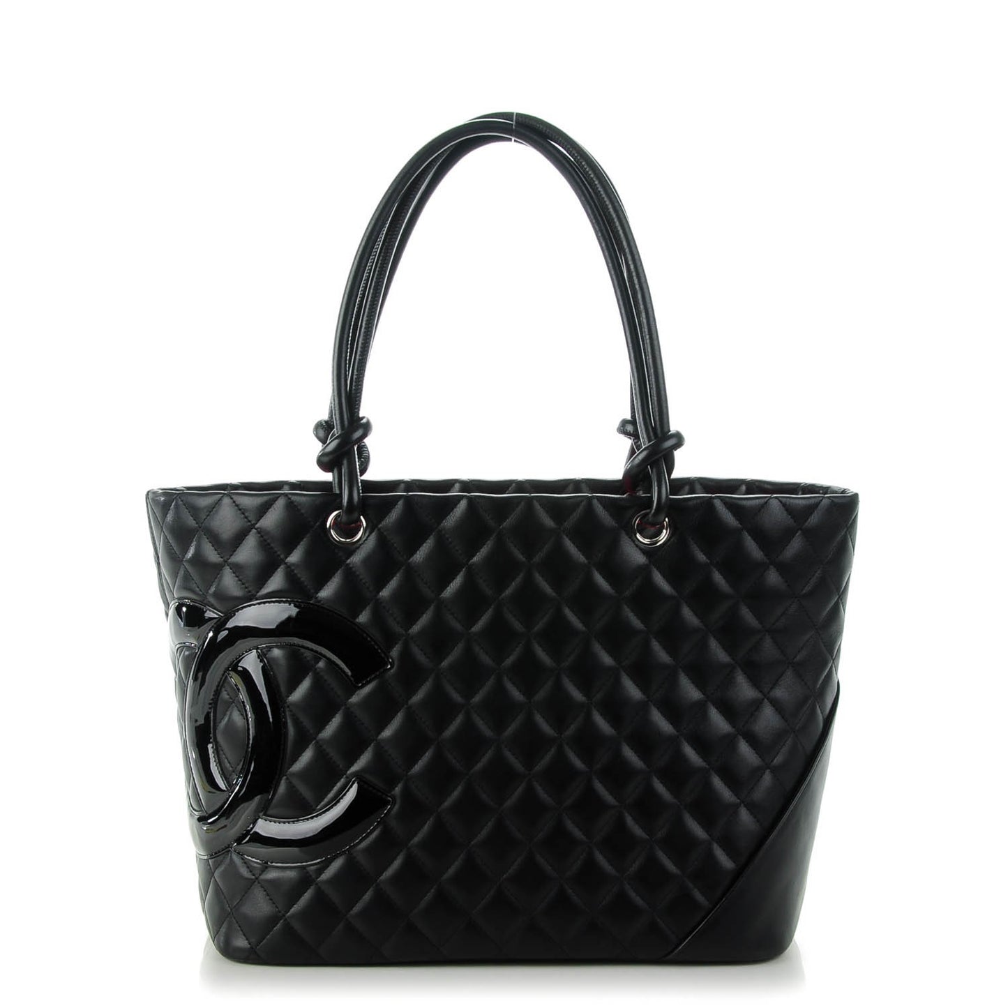 Calfskin Quilted Large Cambon Tote Black
