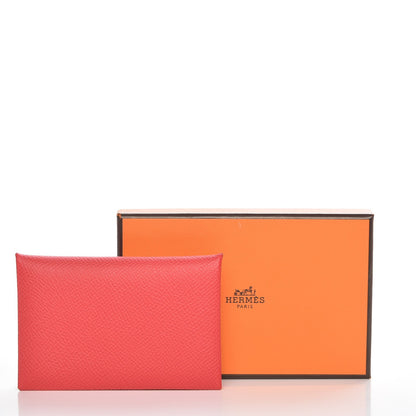 Hermes Epsom Calvi Card Case Rouge Casaque 9 of 9