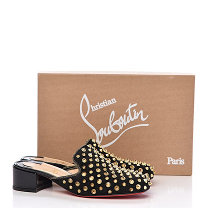 Christian Louboutin Suede Spikes Mulaconka 35 Mules 36 Black 9 of 9