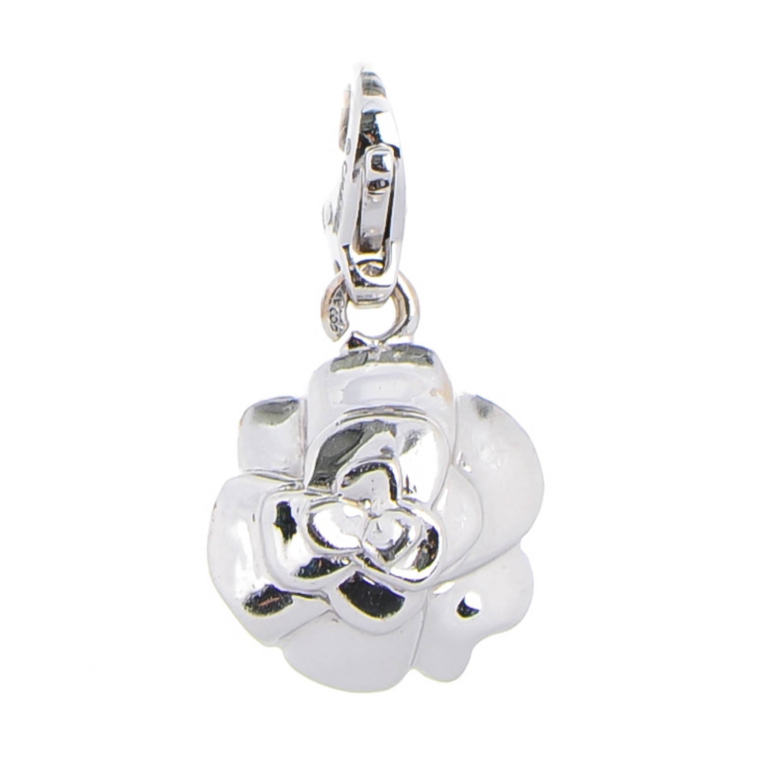 Chanel 18K White Gold Camellia Charm 1 of 4