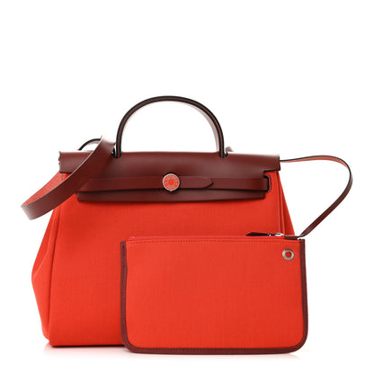 Hermes Vache Hunter Toile Herbag Zip 31 PM Orange Mecano Rouge H 1 of 11