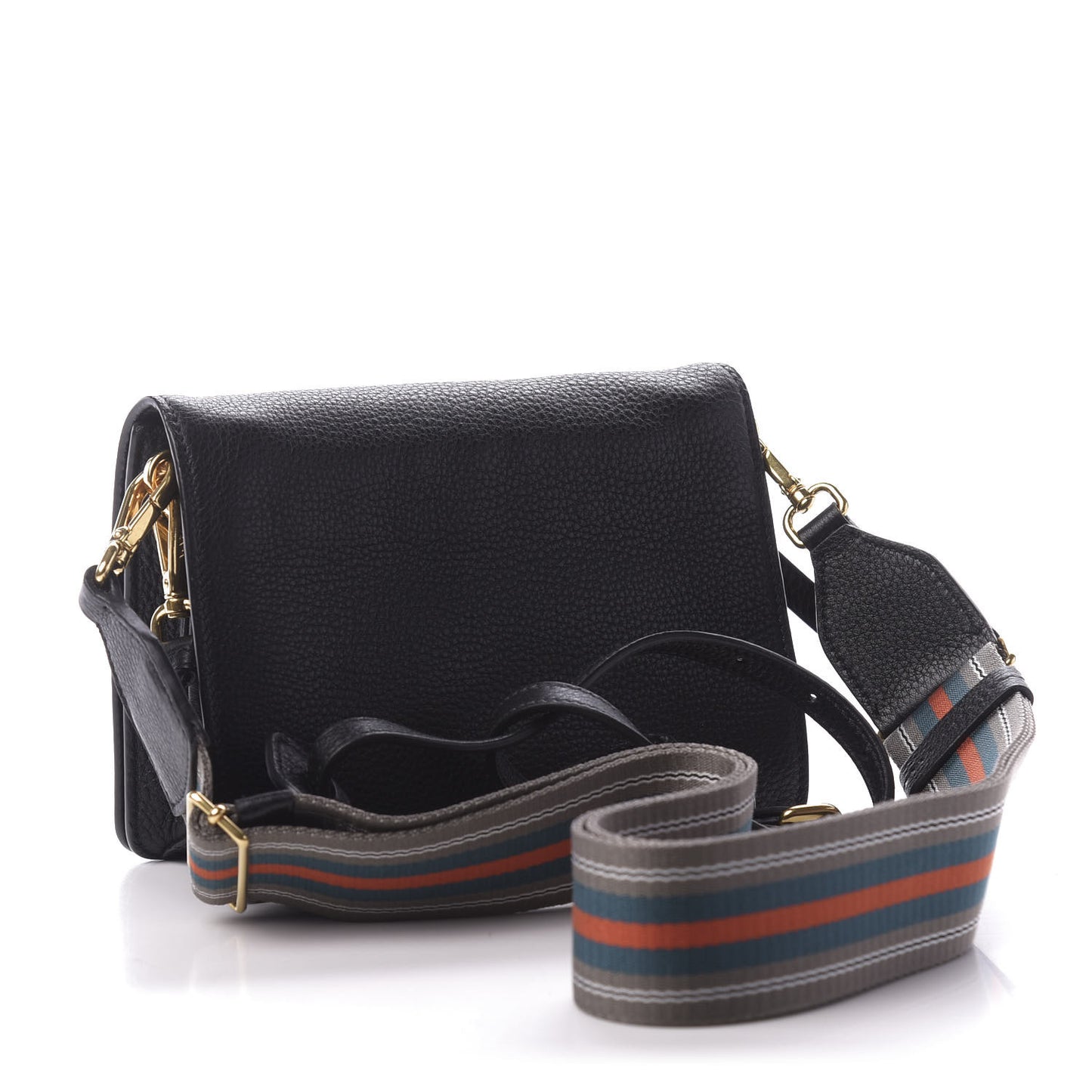 Vitello Daino Flap Crossbody Black