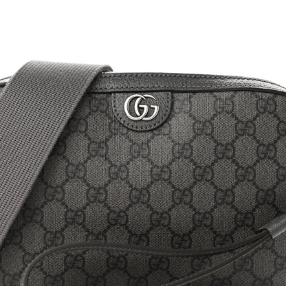Gucci GG Supreme Monogram Textured Dollar Calfskin Web Ophidia Wristlet Shoulder Bag Grey Black Graphite Grey 7 of 9