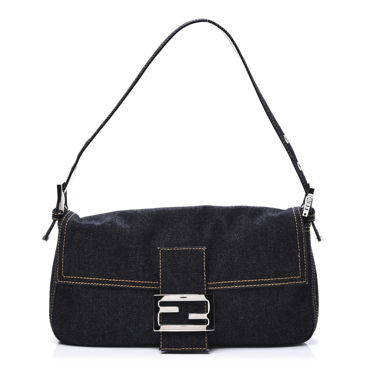 Fendi Denim Baguette Blue 1 of 8