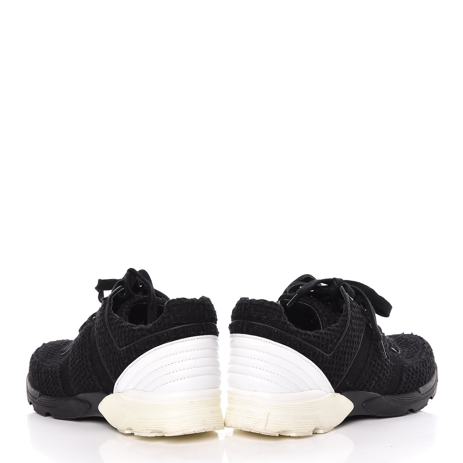 Chanel Tweed Calfskin Sneakers 40 Black White 5 of 14