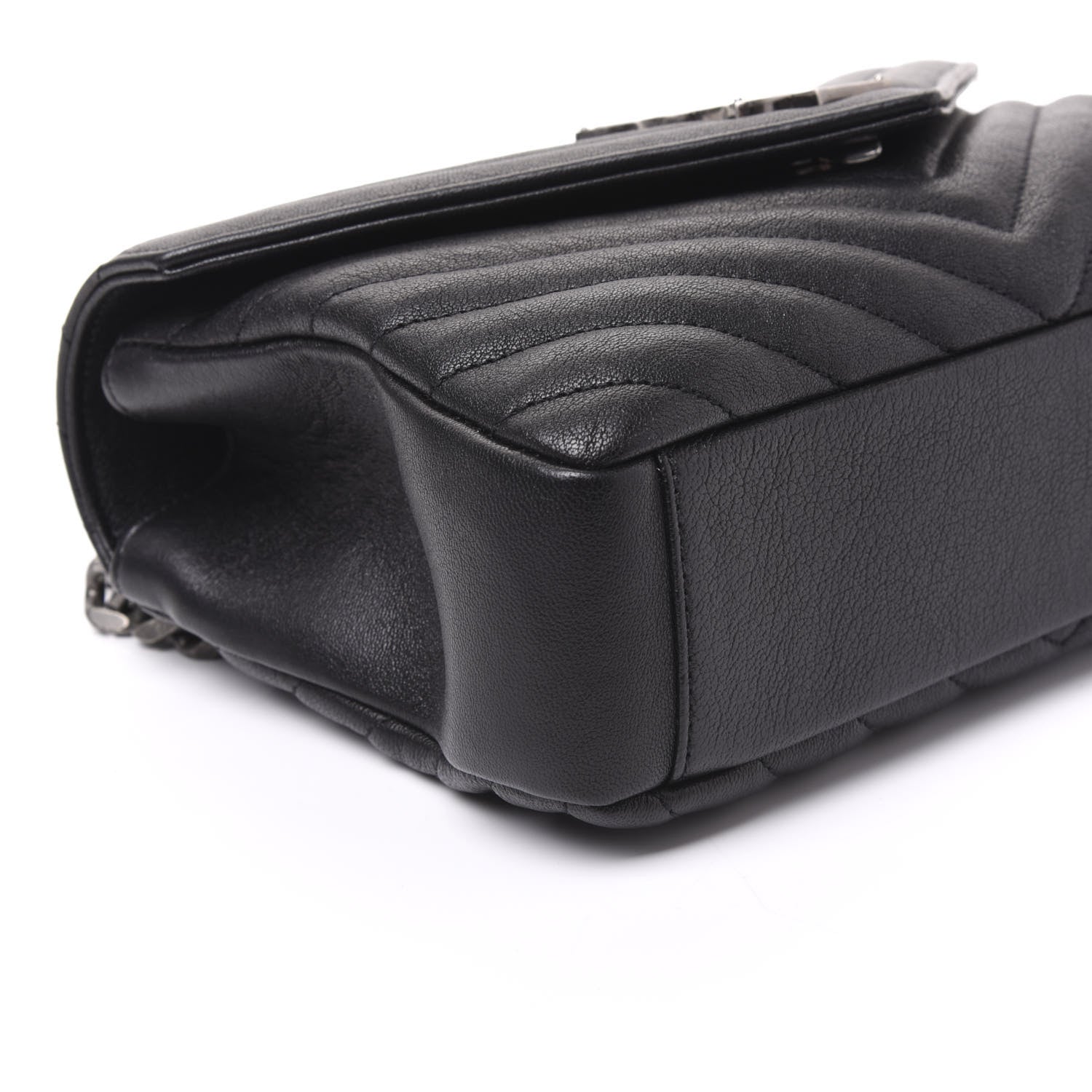 Saint Laurent Sheepskin Matelasse Chevron Monogram Medium College Bag Black 5 of 8