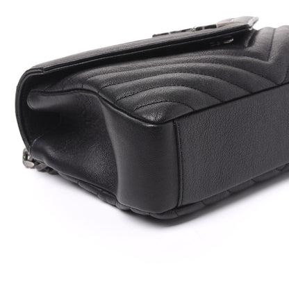 Saint Laurent Sheepskin Matelasse Chevron Monogram Medium College Bag Black 5 of 8