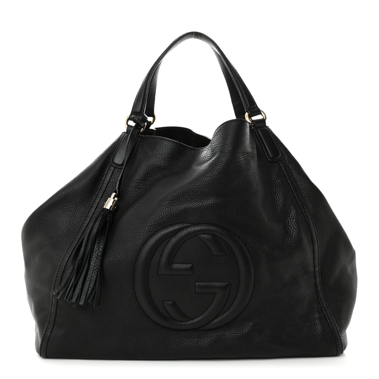 Pebbled Calfskin Large Soho Hobo Black