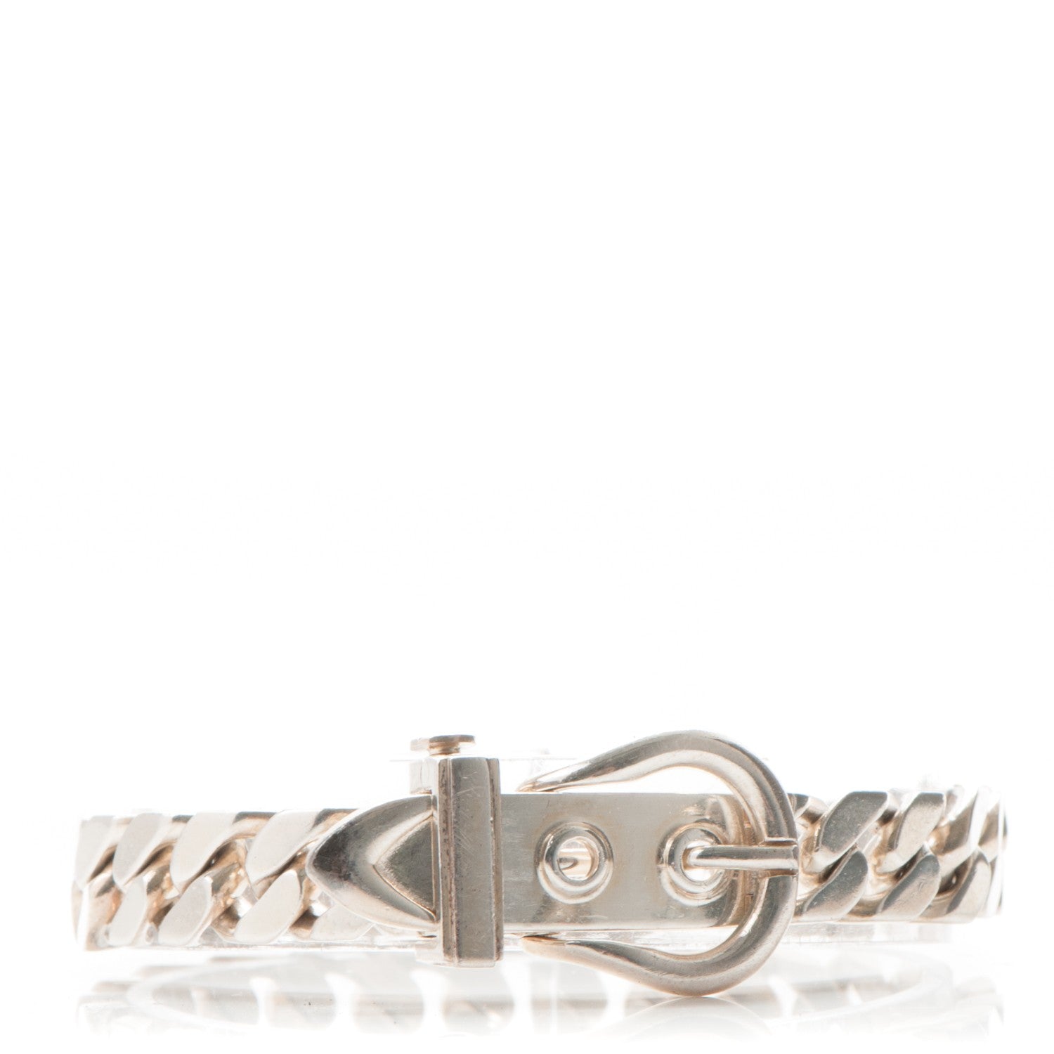 Hermes Sterling Silver Cuban Buckle Bracelet 1 of 5