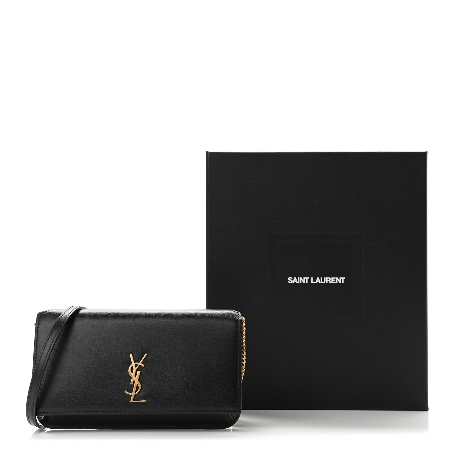 Smooth Calfskin Monogram Phone Holder Crossbody Black