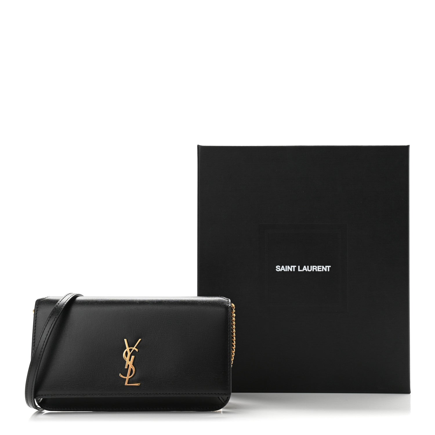 Saint Laurent Smooth Calfskin Monogram Phone Holder Crossbody Black 10 of 10