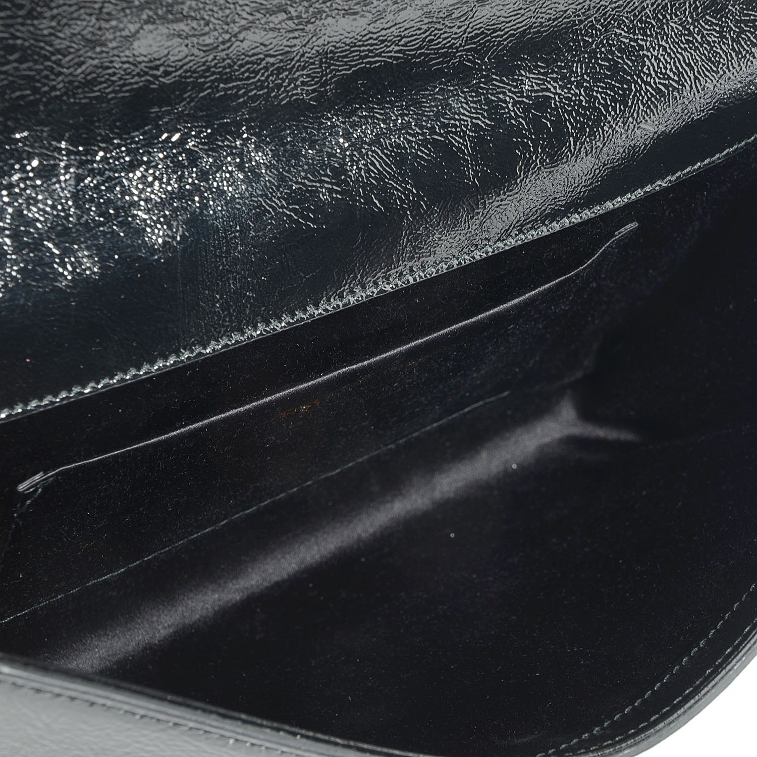 Saint Laurent Textured Patent Monogram Large Belle De Jour Clutch Black 5 of 7