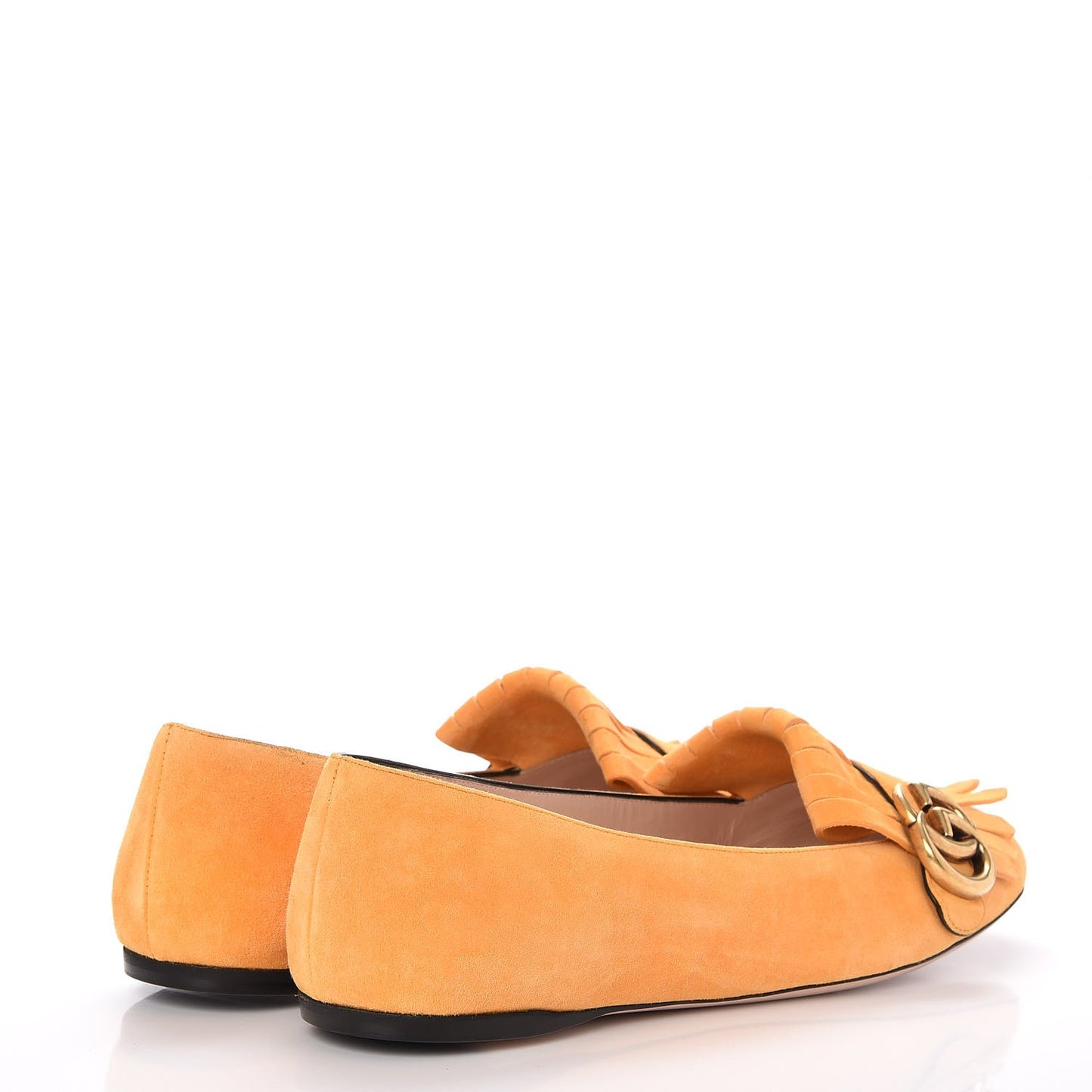 Kid Scamosciato GG Marmont Fringe Flats 39 Crystal Copper