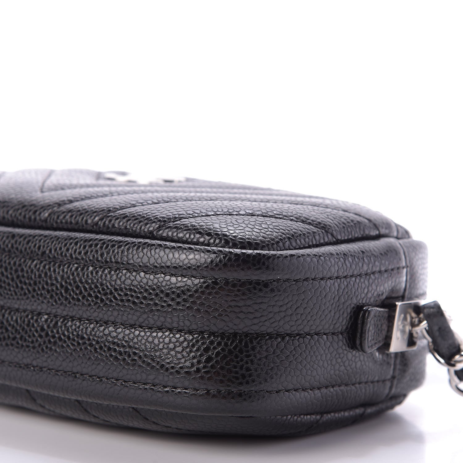 Chanel Caviar Chevron Quilted Camera Case Black 7 of 10