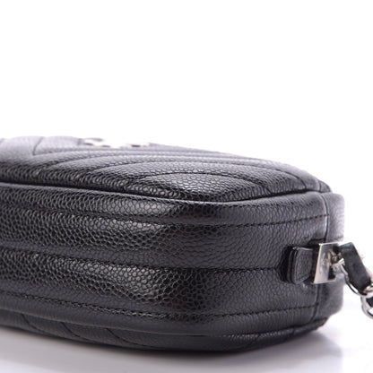 Chanel Caviar Chevron Quilted Camera Case Black 7 of 10