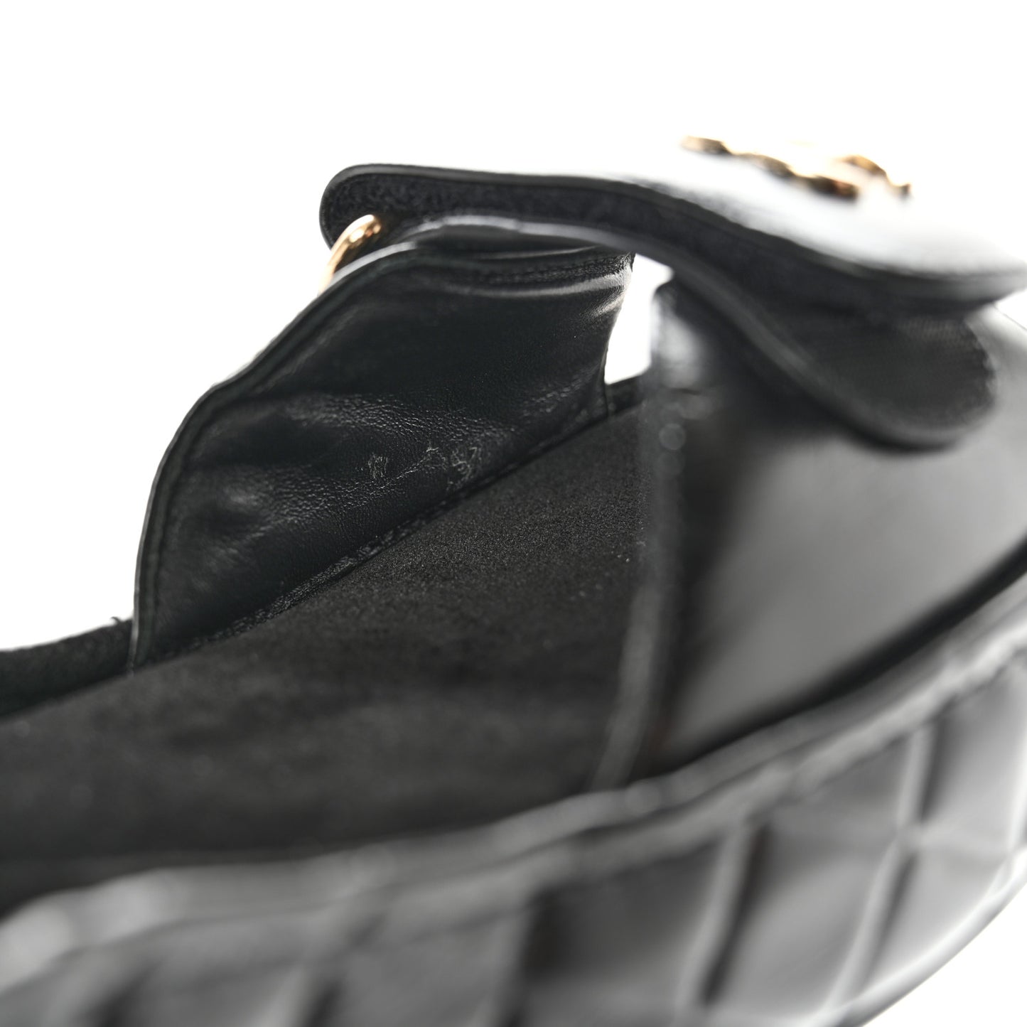 Shiny Calfskin Logo Platform Sandals 38 Black
