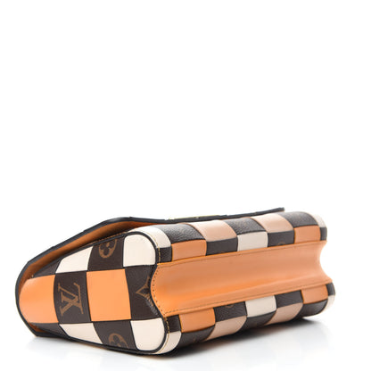 Louis Vuitton Calfskin Monogram Check Twist MM Beige White Orange 4 of 10