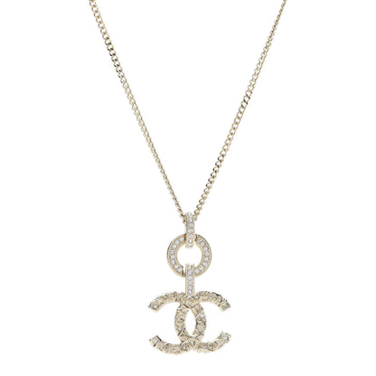 Chanel Crystal CC Logo Pendant Necklace Gold 1 of 6