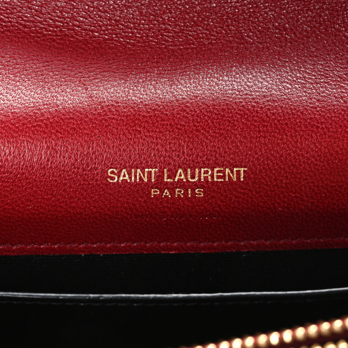Saint Laurent Calfskin Matelasse Chevron Monogram Envelope Chain Wallet Rouge Merlot 5 of 9