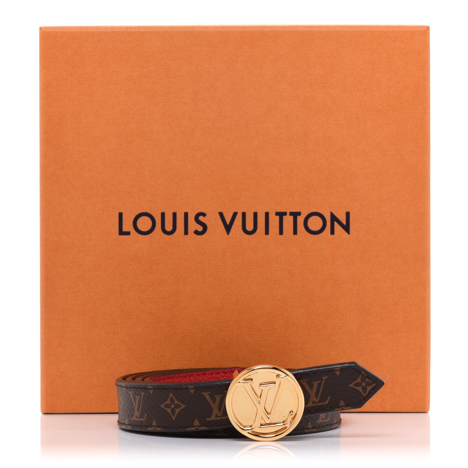 Louis Vuitton Monogram 20mm LV Circle Reversible Belt 80 32 Red 7 of 7