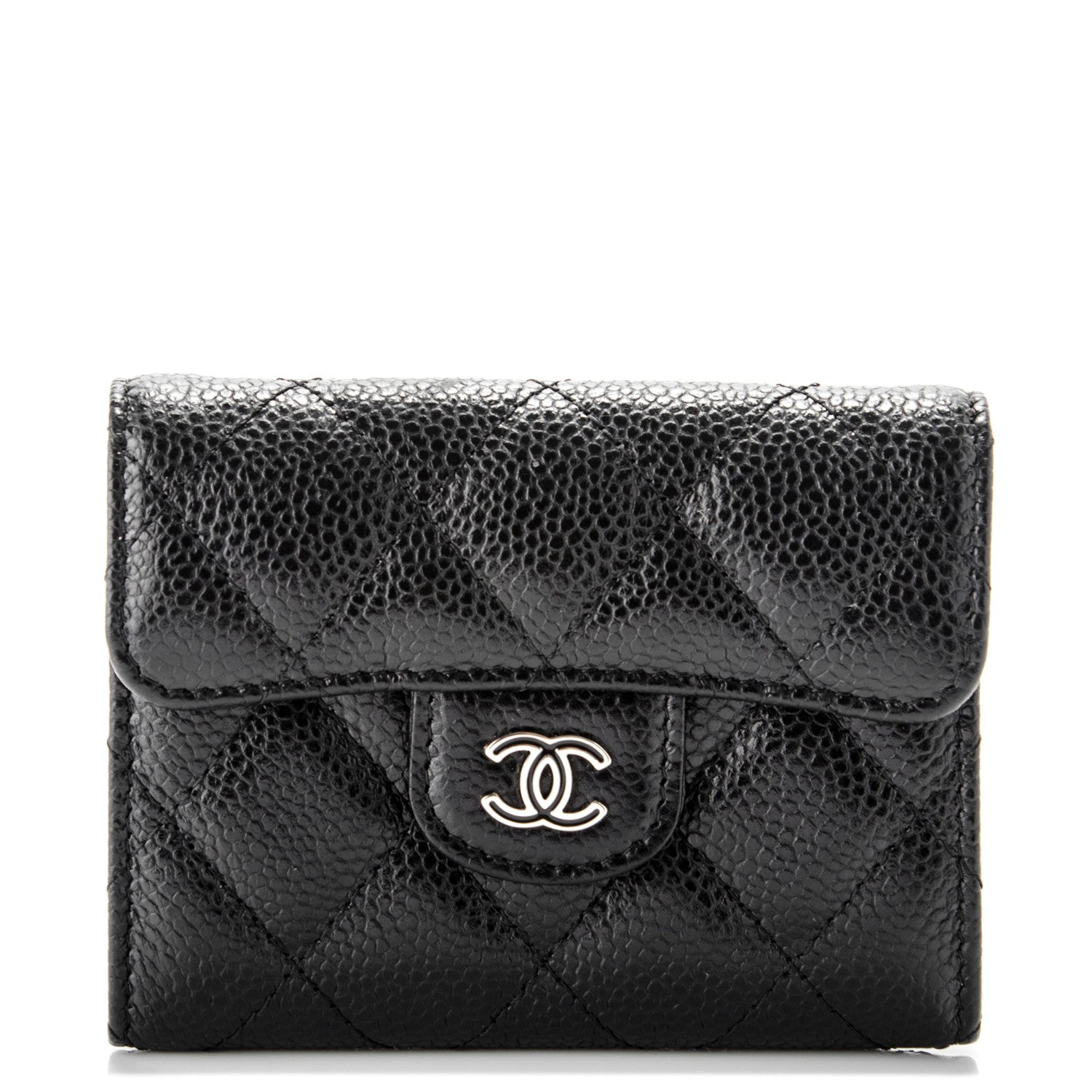 Chanel Caviar Quilted Flap Card Holder Wallet Black 1 of 7
